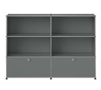 Buffet USM Haller M 65 4 portes ouvertes / 2 rabats - Livraison rapide - Gris moyen - USM HALLER QS M65 32