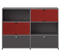 Buffet USM Haller M66 avec panneaux souples, livraison rapide, gris anthracite et rouge - USM HALLER QS M66 33_96