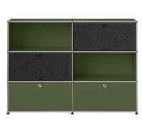 Buffet USM Haller M66 avec panneaux souples - Livraison rapide - Vert olive-Gris foncé - USM HALLER QS M66 36_91