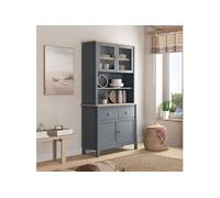 Buffet vaisselier 4 portes 90x40x180 cm vert grisé et chêne - ZRATA