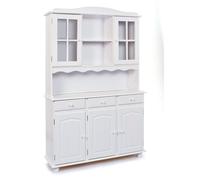 Buffet vaisselier 5 portes et 3 tiroirs en pin massif blanc - RISOUL