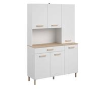 Buffet vaisselier 6 portes 1 tiroir plateau aspect bois clair - BASIC