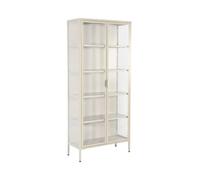 Buffet. vaisselier acier et verre trempé 2 portes 180cm beige - Arkansas