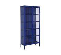 Buffet. vaisselier acier et verre trempé 2 portes 180cm bleu - Arkansas