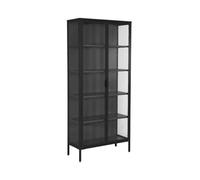 Buffet. vaisselier acier et verre trempé 2 portes 180cm noir - Arkansas