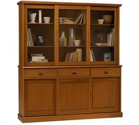 ACTUAL DIFFUSION 38846 Windsor Buffet Vaisselier Bibliothèque avec 6 Portes Coulissantes Bois Miel 42 x 178 x 199 cm