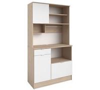Buffet vaisselier SOCAZIC multi rangements aspect bois et blanc 100.2x45.3xH39.8cm Blanc