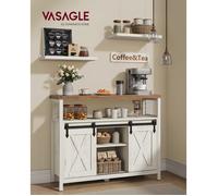 Buffet - VASAGLE - Daxton - Portes Coulissantes - Étagères Réglables - Blanc Rustique/Marron Miel