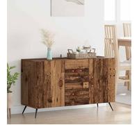 Buffet VidaXL 100 x 36 x 60 cm en bois d'ingénierie - style contemporain, poignées cuir, pieds métal