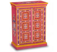 vidaXL Buffet Bois massif de manguier Peinture rose à la main 2 portes