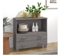 Buffet - vidaXL - HAMAR - Bois massif - Gris clair - 85x35x80 cm