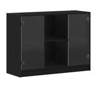 Buffet - vidaXL - meuble salle à manger - bois d'ingénierie - chêne noir - 100 x 37 x 75.5 cm - 2 portes{kwc25m}