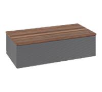 Buffet Villeroy & Boch Antao K40102GK, 1 tiroir, 1000 x 268 x 500 mm, façade texturée, laque anthracite mate / noyer chaud
