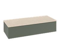 Buffet Villeroy & Boch Antao L41103HL avec éclairage, 1 tiroir, 1200 x 268 x 500 mm, façade texturée, laque mate Vert Feuille / Botticino