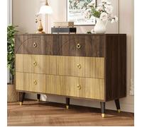 Buffet vintage bicolore en bois veiné avec 3 grands tiroirs et pieds en bois massif casier de grande capacité 120 x 40 x 81 cm.