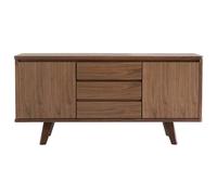 Buffet vintage en bois foncé noyer 2 portes 3 tiroirs L160 cm FIFTIES