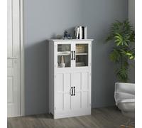 HOMCOM Buffet de Cuisine Armoire de Cuisine contemporaine Multi-rangements 2 placards, Portes en Verre, 4 étagères en Bois Blanc