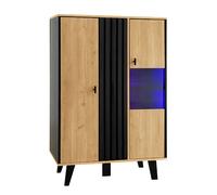 Buffet - Vitrine avec éclairage LED - 80x120x40 cm - Stratifié - Design contemporain