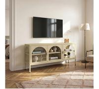 Buffet vitrine Klippestad acier verre 118 x 35 x 55 cm camel