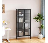 Buffet vitrine Vinterhavn acier 180 x 80 x 35 cm noir