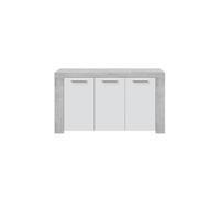 Buffet WENDY 3 portes L144cm - Blanc / Béton