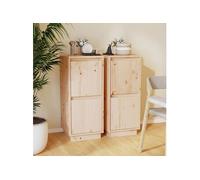 Buffets 2 pcs 31,5x34x75 cm Bois massif de pin Marron G