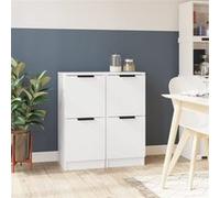 vidaXL Buffets 2 pièces en bois d'ingénierie 30x30x70 cm Blanc