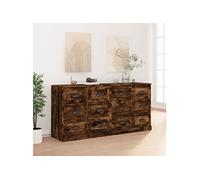 vidaXL Buffets 2 pcs chêne fumé bois d'ingénierie, meuble, placard, meuble latéral, meuble buffet, meuble de rangement, buffet, organisateur de maison Marron G