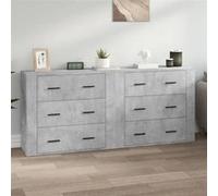 vidaXL Buffets 2 pcs gris béton bois d'ingénierie