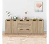 Buffets 3 pcs Chêne sonoma Bois d ingénierie
