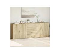 Buffets 3 pcs Chêne sonoma Bois d'ingénierie, armoire de rangement, meuble d'entrée, meuble d'appoint, meuble de 3276611