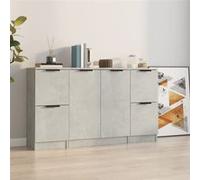 vidaXL Buffets 3 pcs – Armoires latérales modernes avec rangement, bois d'ingénierie gris béton