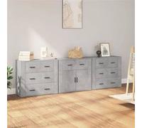 vidaXL Buffets 3 pcs gris béton bois d'ingénierie