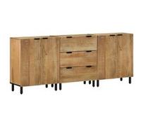 Buffets 3 pcs marron 60x33x75 cm bois massif de manguier