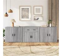 vidaXL – Buffets 3 pcs Sonoma gris – Bois d'ingénierie, avec tiroir, meuble de rangement moderne