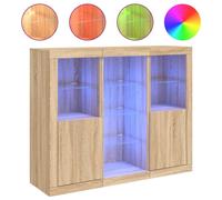 Buffets avec lumières LED 3 pcs chêne sonoma bois d'ingénierie