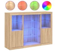 Buffets avec lumières LED 3 pcs chêne sonoma bois d'ingénierie