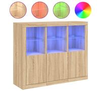 Buffets avec lumières LED 3 pcs chêne sonoma bois d'ingénierie