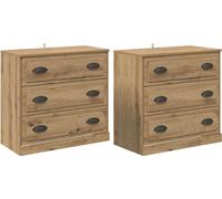 Buffets avec tiroir 2 pcs Chêne artisanal 70 x 35,5 x 67,5 cm
