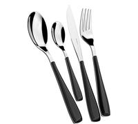 BUGATTI EZNU-057F00/4 Essenza Ménagère de 4 Pièces Service de Table SAN/Acier Noir 16 x 23 x 3 cm
