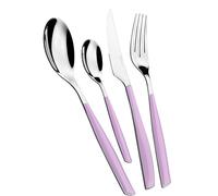 BUGATTI, Glamour, Ensemble de 4 Couverts en Acier Inoxydable 18/10 et Manche de Couleur Lilac. Ensemble de Couverts pour 1 Personne composé de 1 cuillère, 1 Fourchette, 1 Couteau et 1 cuillère à café