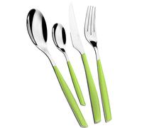 BUGATTI, Glamour, Ensemble de 4 Couverts en Acier Inoxydable 18/10 et Manche de Couleur Pomme Verte. Ensemble de Couverts pour 1 Personne: 1 cuillère, 1 Fourchette, 1 Couteau et 1 cuillère à café