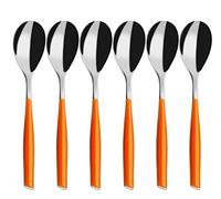 BUGATTI, Glamour, Lot de 6 cuillères à café en Acier Inoxydable 18/10 et poignée Orange, moulure système Pro-Tech, va au Lave-Vaisselle