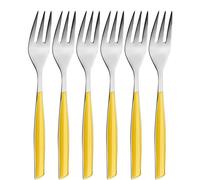 BUGATTI, Glamour, Lot de 6 fourchettes à Dessert en Acier Inoxydable 18/10 et poignée Jaune, emballé dans Une boîte Cadeau, va au Lave-Vaisselle