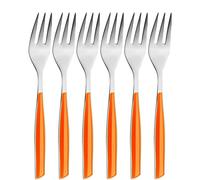 BUGATTI, Glamour, Lot de 6 fourchettes à Dessert en Acier Inoxydable 18/10 et poignée Orange, emballé dans Une boîte Cadeau, va au Lave-Vaisselle