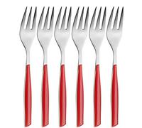 BUGATTI, Glamour, Lot de 6 fourchettes à Dessert en Acier Inoxydable 18/10 et poignée Rouge, emballé dans Une boîte Cadeau, va au Lave-Vaisselle