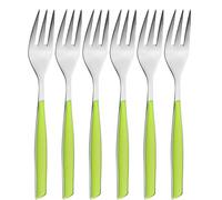 BUGATTI, Glamour, lot de 6 fourchettes à dessert en acier inoxydable 18/10 et poignée VERT POMME, emballé dans une boîte cadeau, va au lave-vaisselle