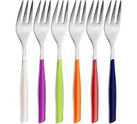 BUGATTI, Glamour, Lot de 6 fourchettes à Dessert en Acier Inoxydable 18/10 et poignées en Couleurs mélangées Ivoire, Bleu, Iris, Vert, Orange, Rouge, emballé dans Une boîte Cadeau