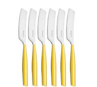BUGATTI, Glamour, Lot de 6 Petits épandeurs en Acier Inoxydable 18/10 et poignée Jaune, Lavable au Lave-Vaisselle, avec moulure Pro-Tech System
