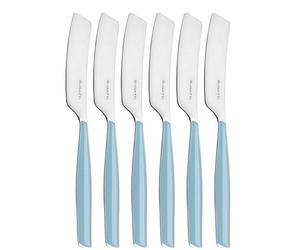 BUGATTI, Glamour, lot de 6 petits épandeurs en acier inoxydable 18/10 et poignée SKY BLUE, lavable au lave-vaisselle, avec moulure Bugatti Pro-Tech System